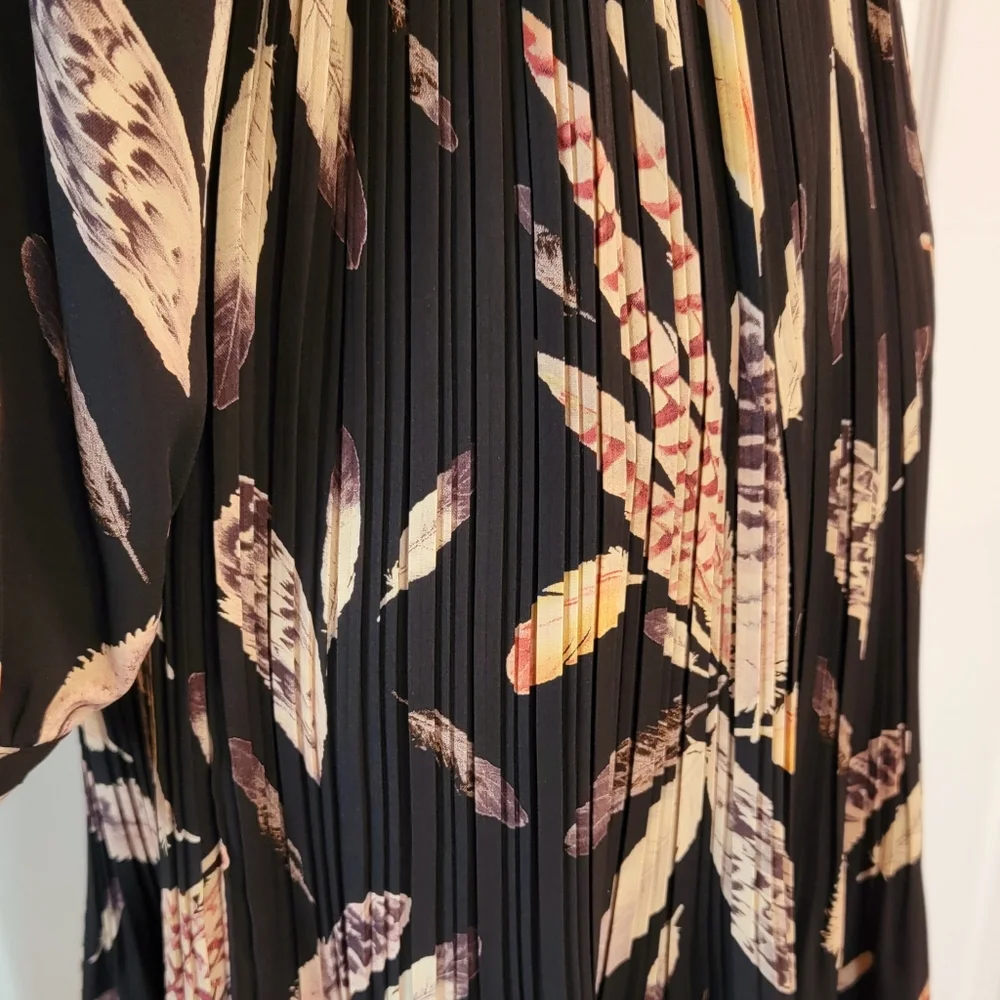 Pinky Otto Black Leaves Print Dress Sz. S - Picture 6 of 9